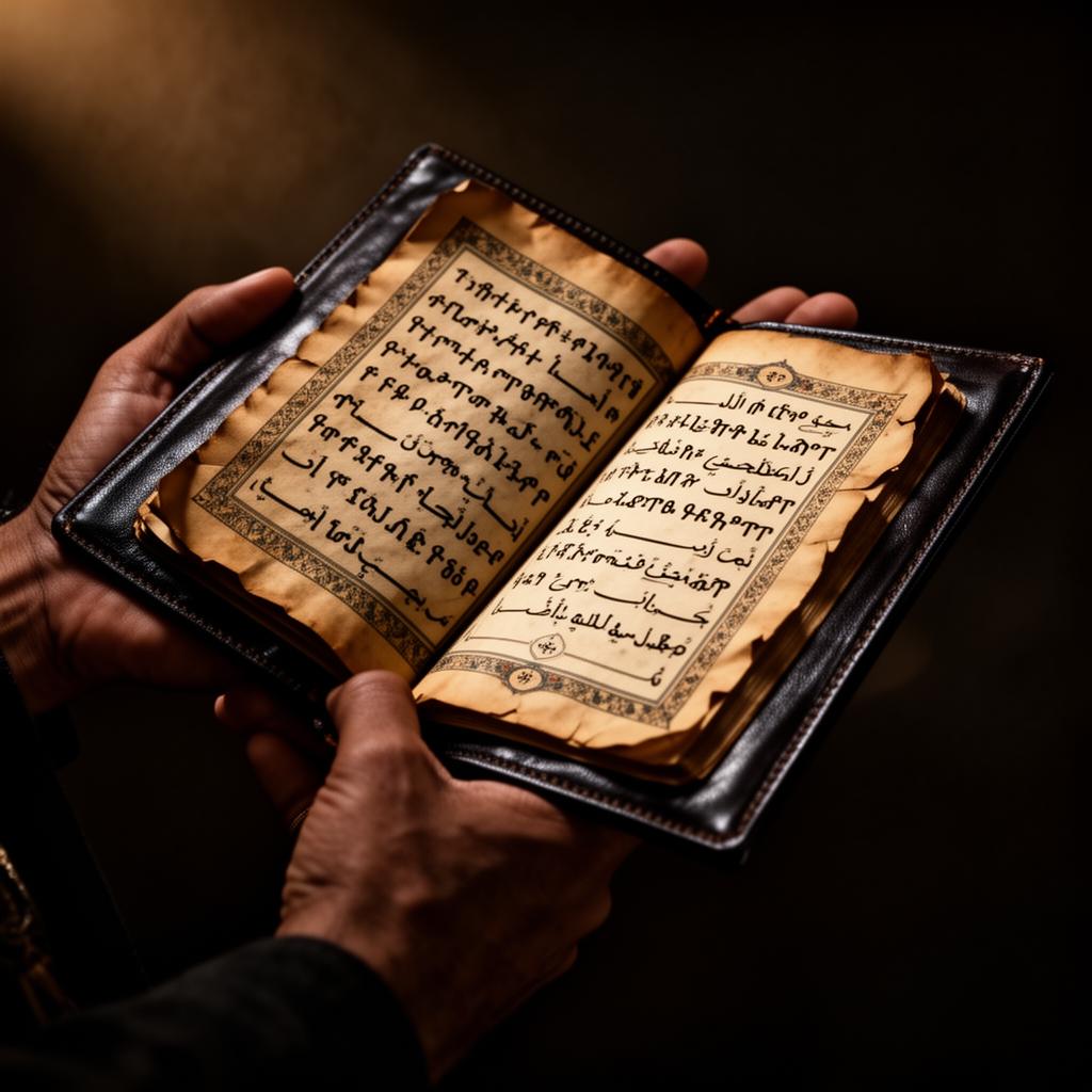 Hands holding an open Quran with Tigrinya translation